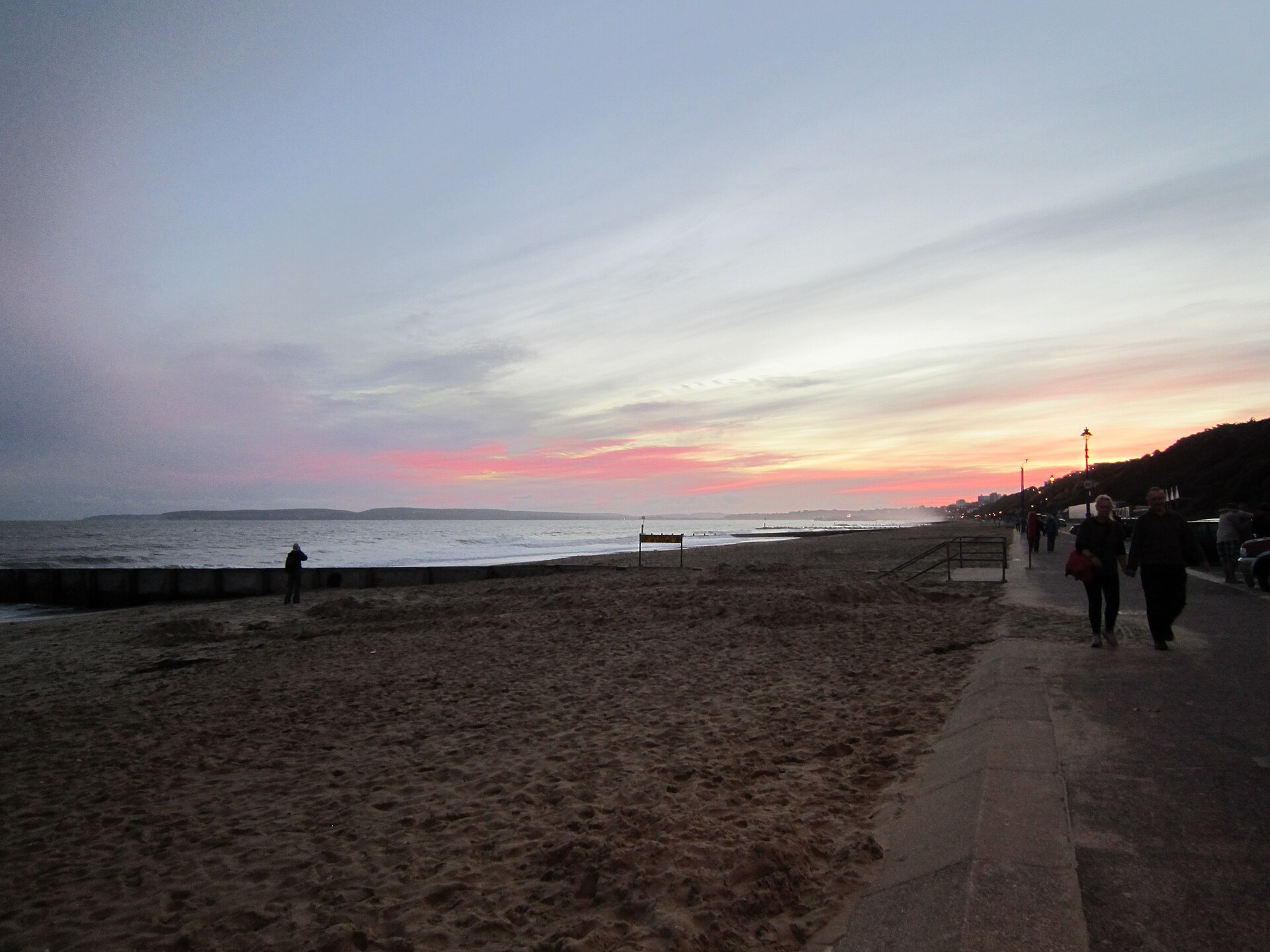 Boscombe seafront at dusk